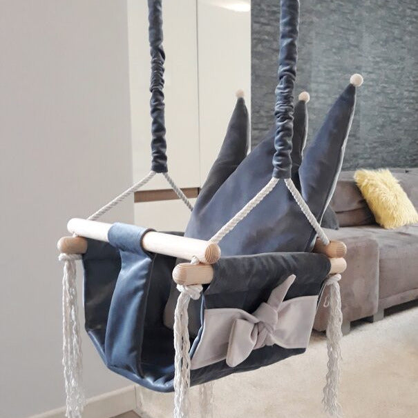 Swing with Crown Shaped Cushion - Grey