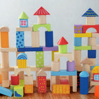 Värikkäät puiset rakennuspalikat – 100 osaa | Montessori-lelu