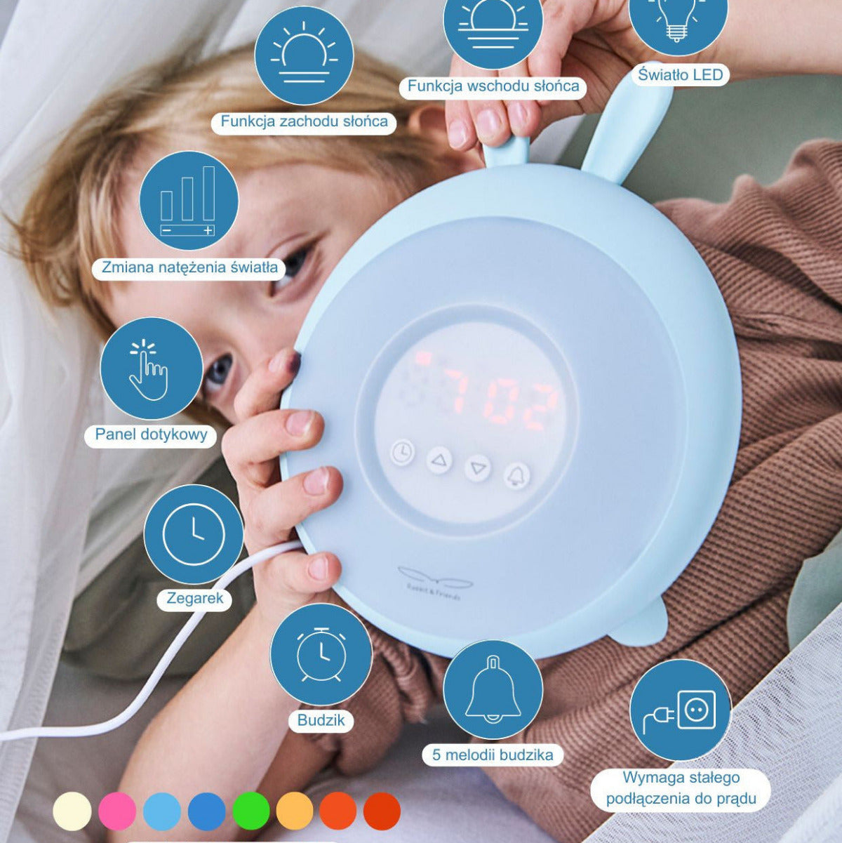 Rabbit Lamp with Alarm Clock – Blue