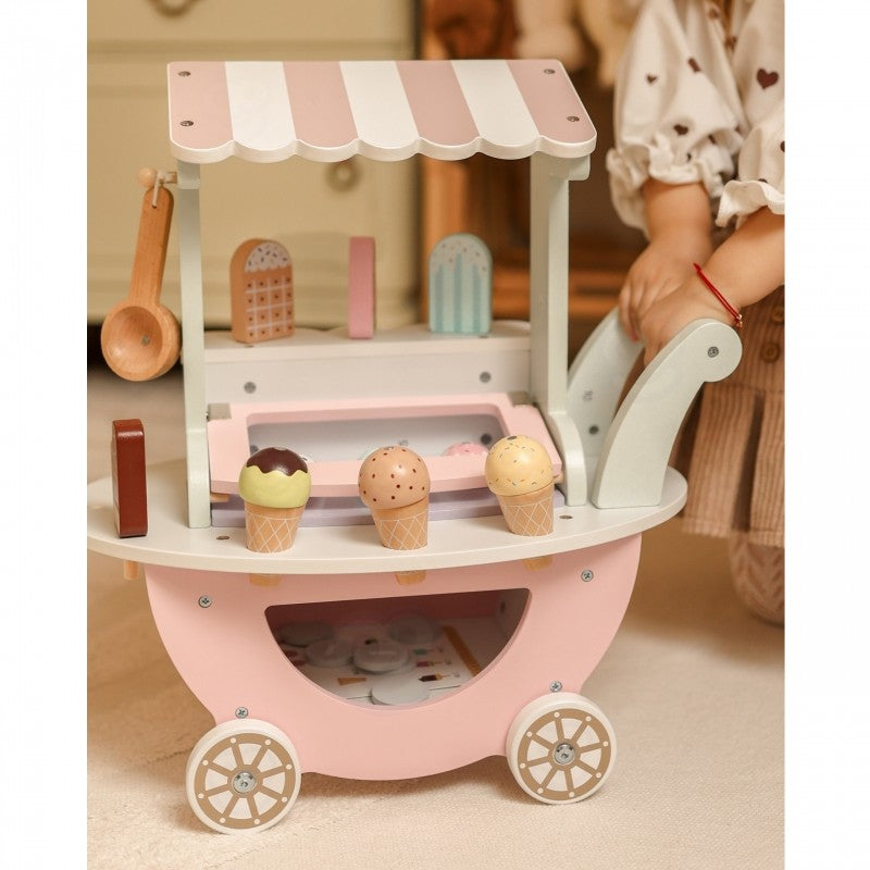 Wooden Ice Cream Shop With Cart