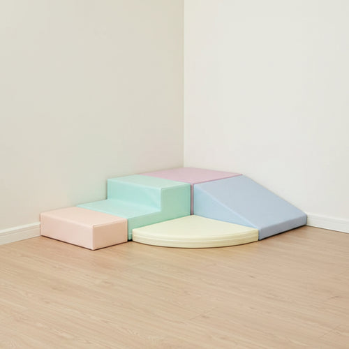 Soft Play 5 Foam Block Set - Light Pastel Corner Climber