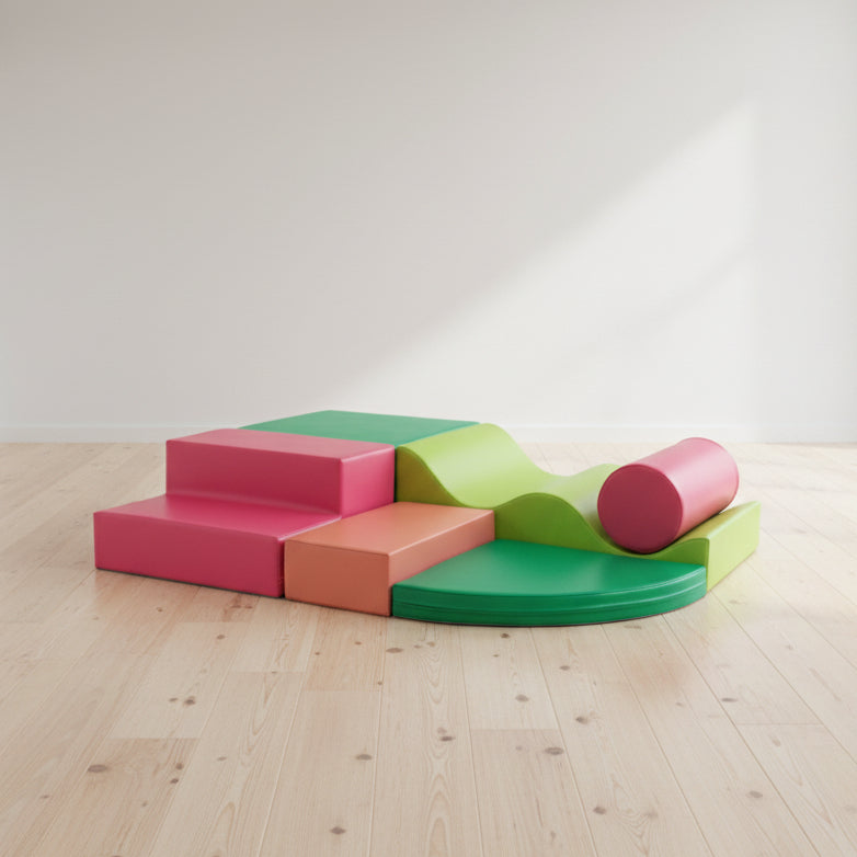 Soft Play 6 Foam Block Set - Pink & Green Explorer