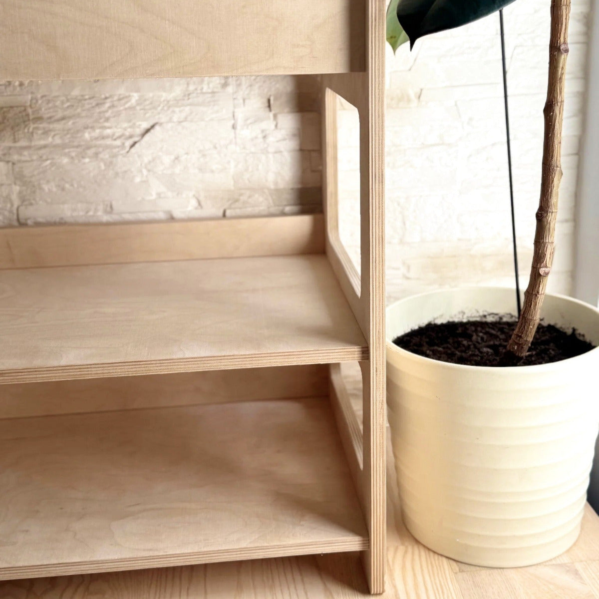 Montessori Wooden Book Display with Storage Shelf For Kids