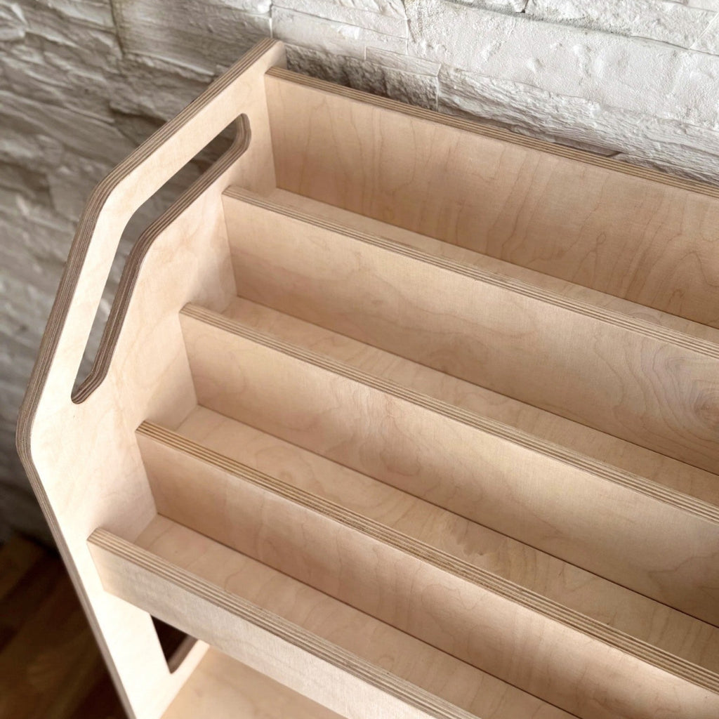 Montessori Wooden Book Display with Storage Shelf For Kids