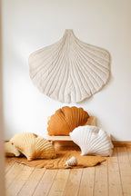Organic Cotton and Velvet Ginkgo Leaf Playmat - Cream