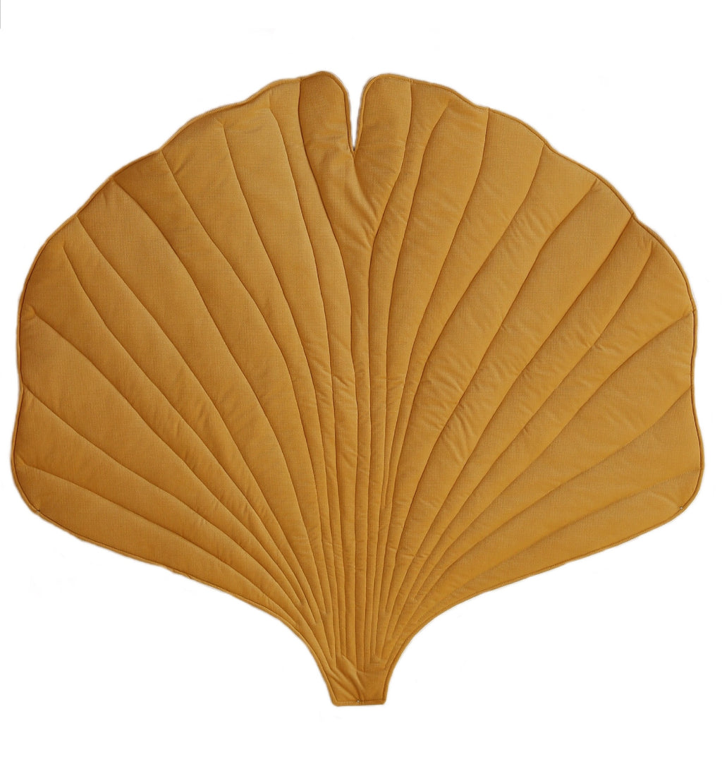 Organic Cotton and Velvet Ginkgo Leaf Playmat - Yellow