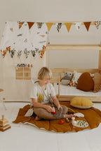 Organic Cotton and Linen Leaf Playmat - Caramel