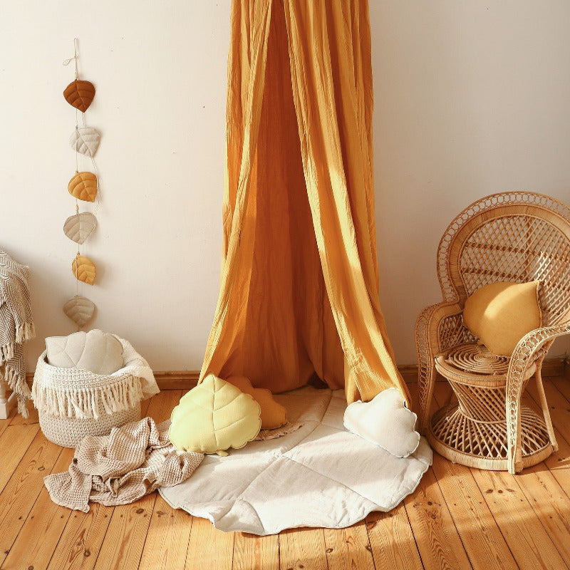 Organic Cotton and Linen Leaf Playmat - Sand