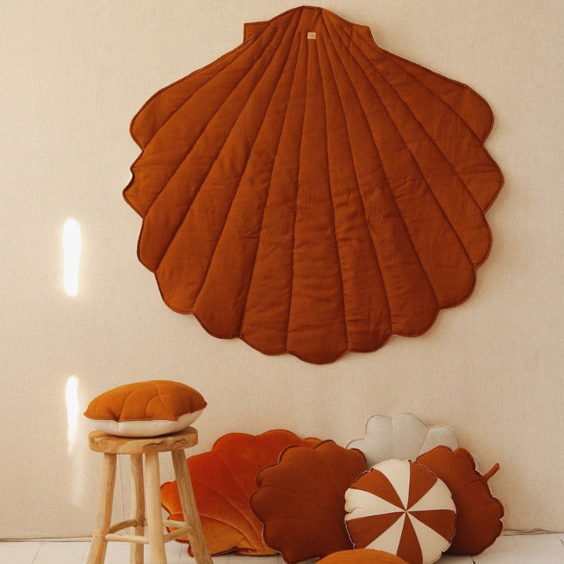 Organic Cotton and Linen Shell Playmat - Caramel