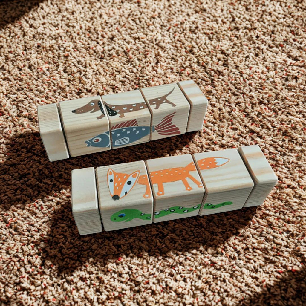 Pyörivät palikat – Eläinhahmot | Montessori-lelu