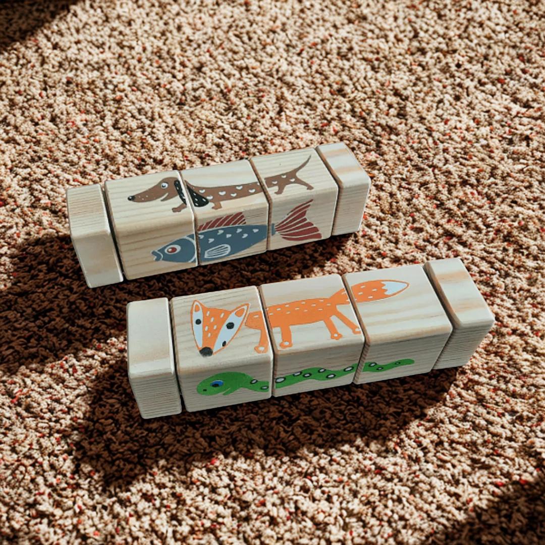 Pyörivät palikat – Eläinhahmot | Montessori-lelu