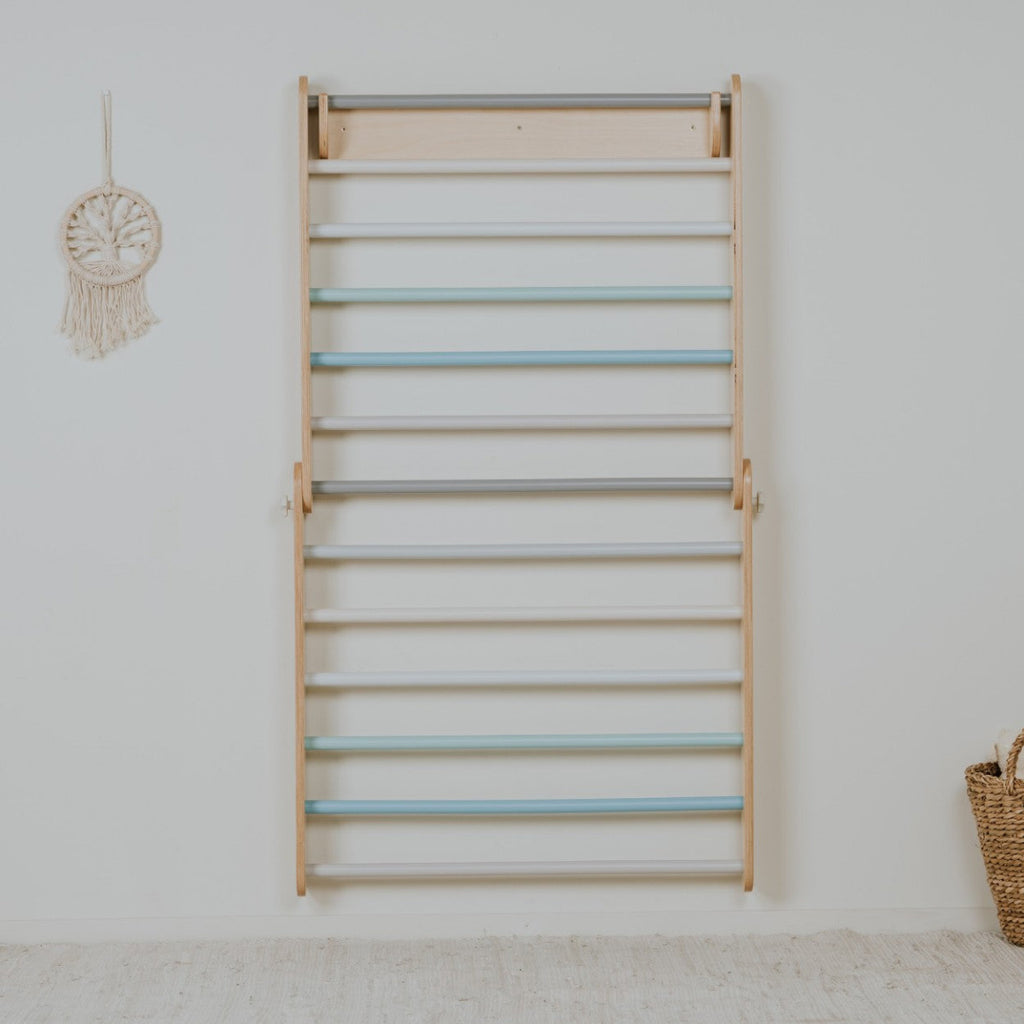 Pikler Triangle Climber with Swedish Wall Add-On (Ages 6m–7y) - Pastel