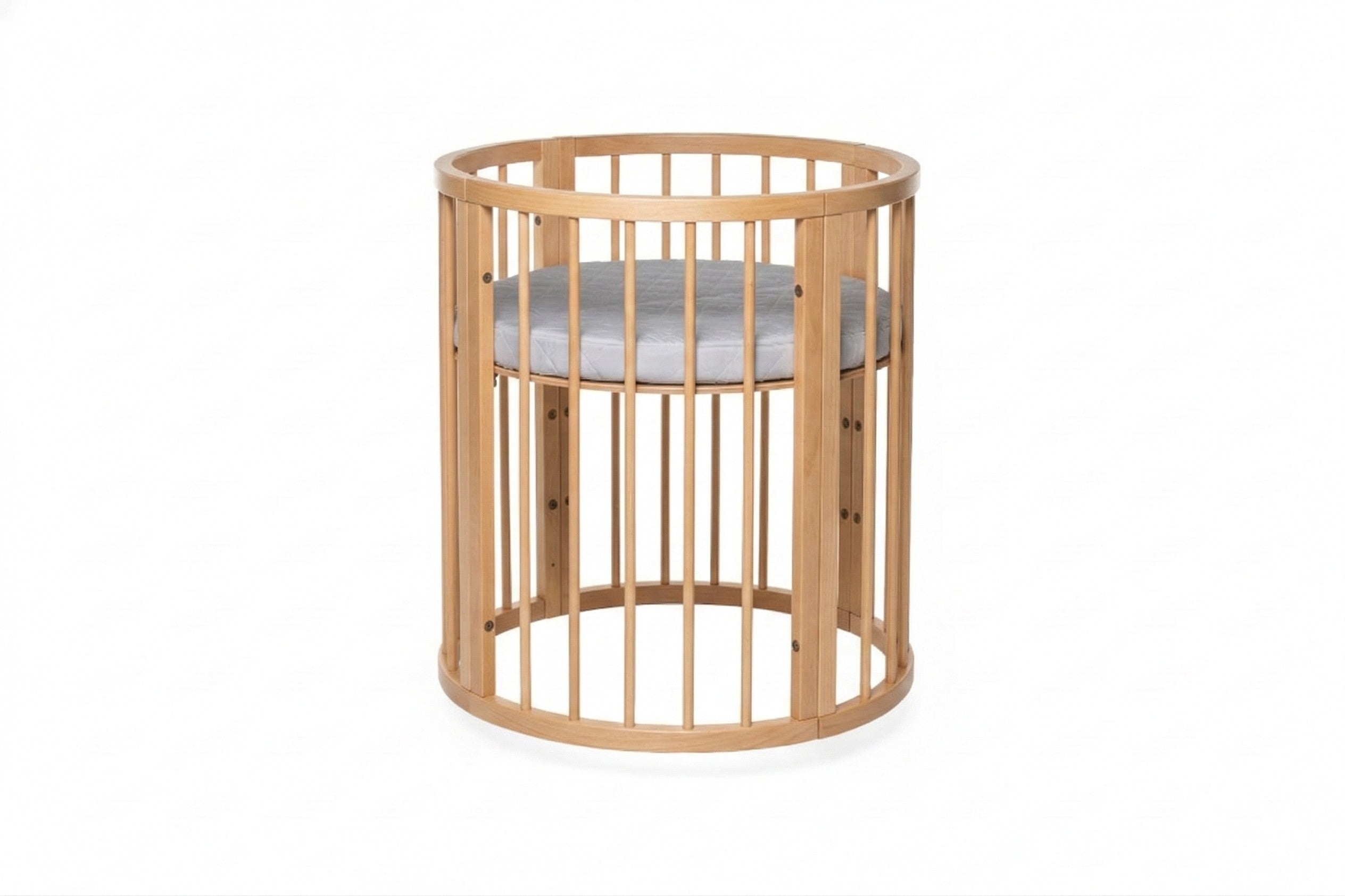 Round Baby Crib OLIN with Mattress - Natural