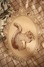 Set of 4 Engraved Forest Animals Pictures with Retro Frame