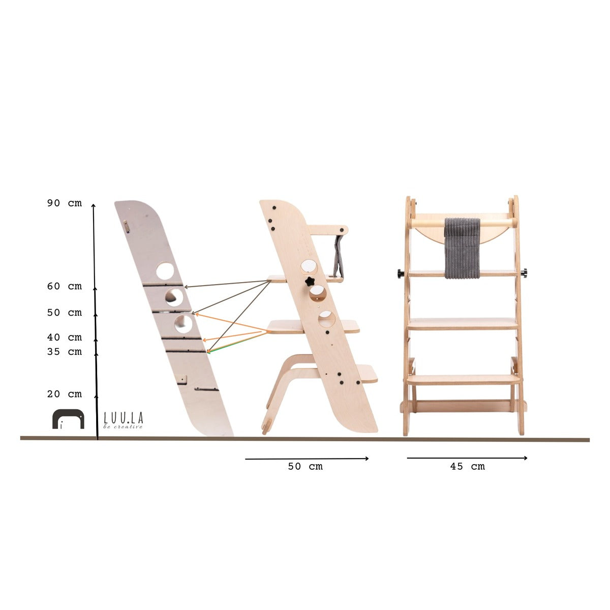 Montessori-syöttötuolin mitat