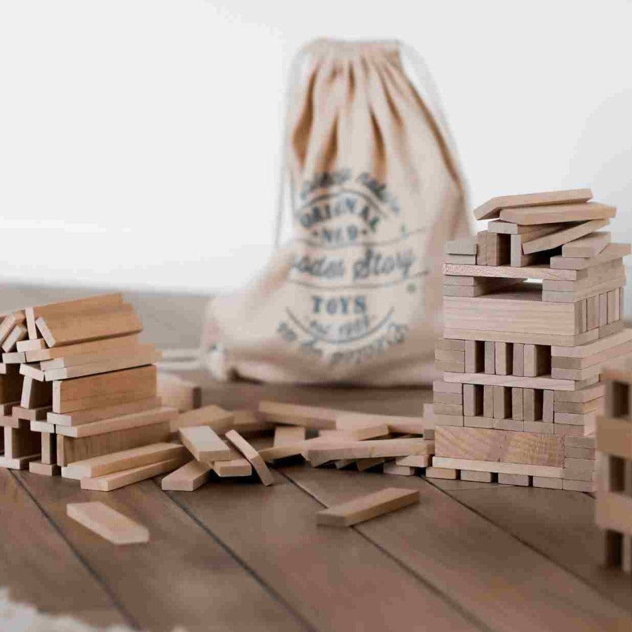 Wooden Architectural Blocks in a Bag - Natural, 200 Pieces