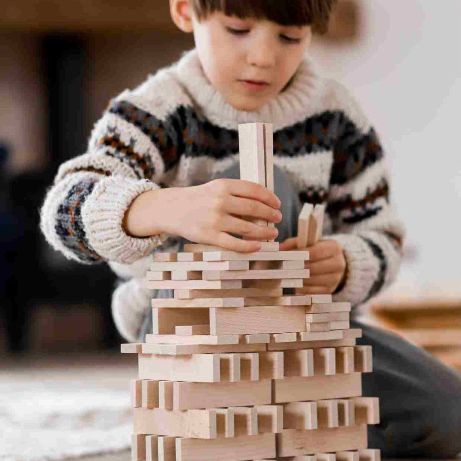 Wooden Architectural Blocks in a Bag - Natural, 200 Pieces