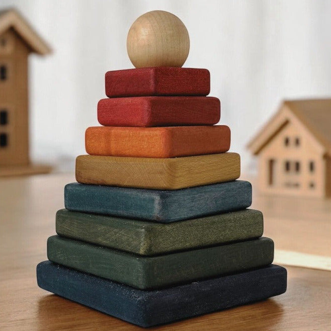 Wooden Square Pyramid - Colorful